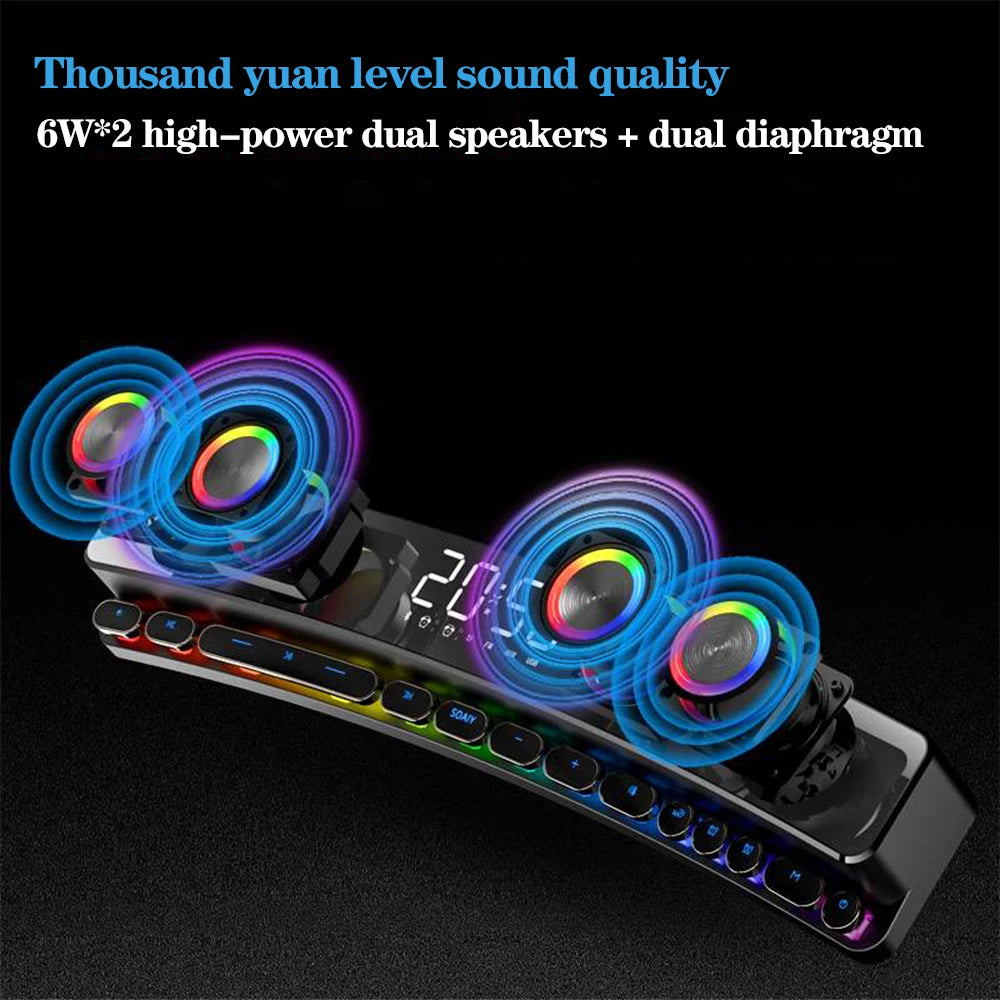 SOAIY SH39 RGB Computer Speakers - Dynamic Soundbar for Desktop, PC Gaming, Bluetooth, AUX-in Subwoofer