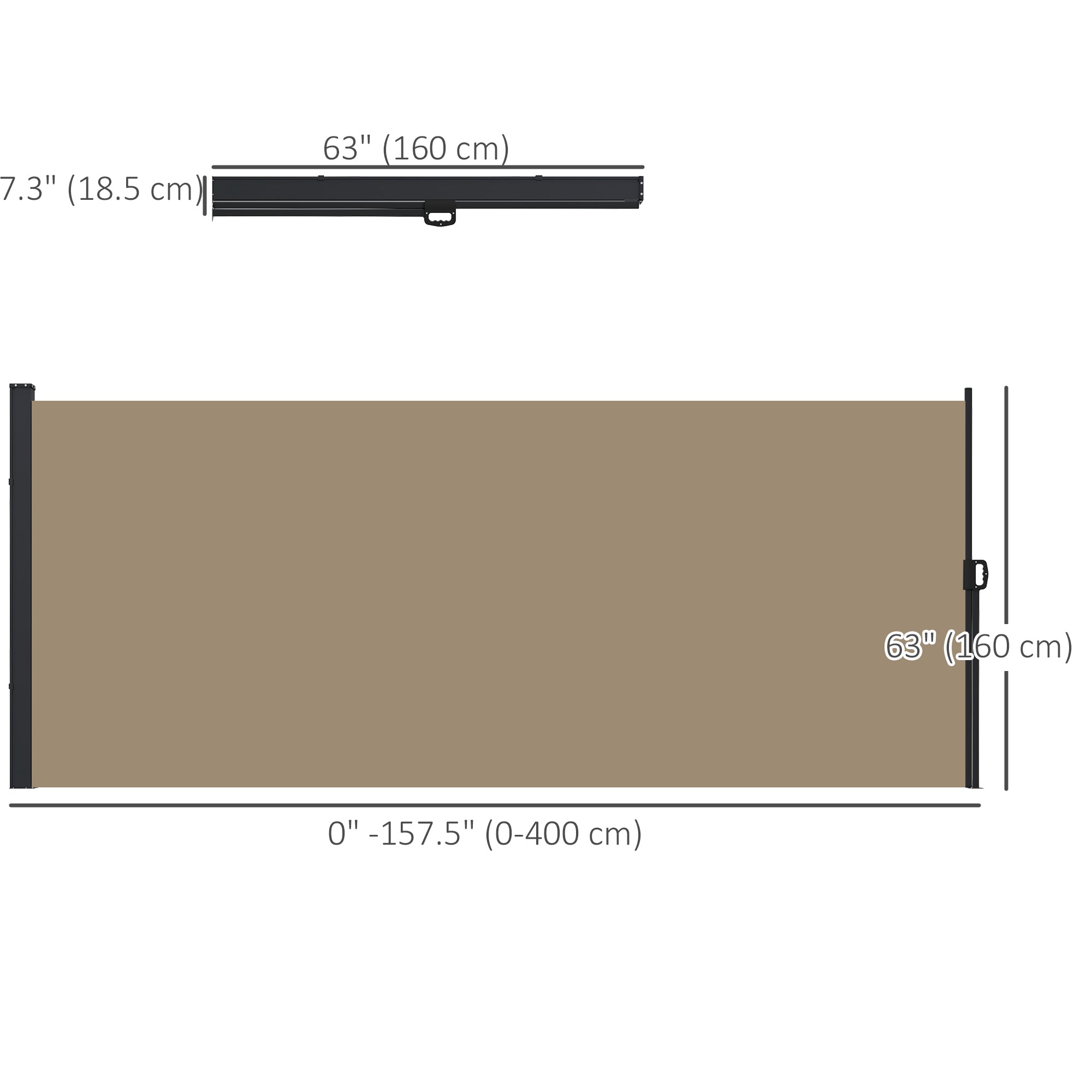 Outsunny 13' x 5' Retractable Side Awning, Outdoor Privacy Screen for Garden, Hot Tub, Balcony, Terrace, Pool, Khaki 