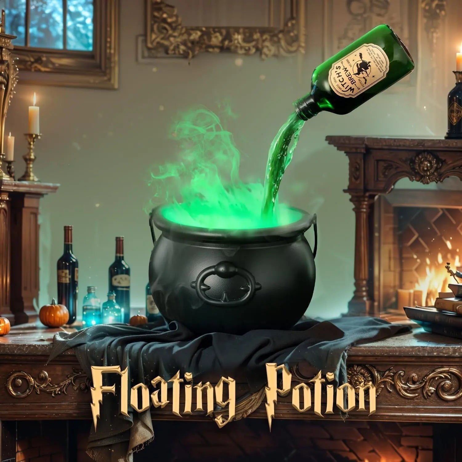 Halloween Black Wizard Bowl Magic Float Bottle And Diffuser Indoor Home Bar Magic Party Horror Ghost Props Halloween Decoration 