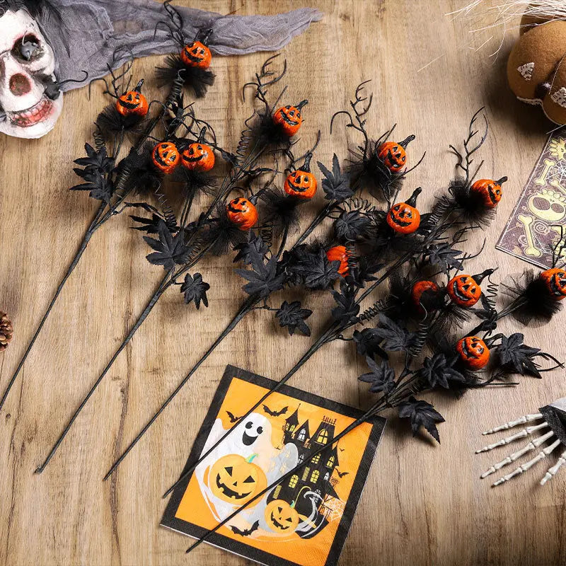 Halloween Decorations Black Horror Pumpkin Twig Cutting Bouquet 