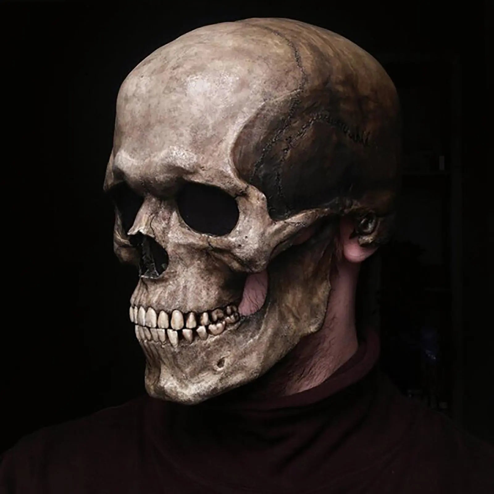 Halloween Movable Mouth Skull Mask Helmet Mouth Movable Skull Full Head Skull Mask 
