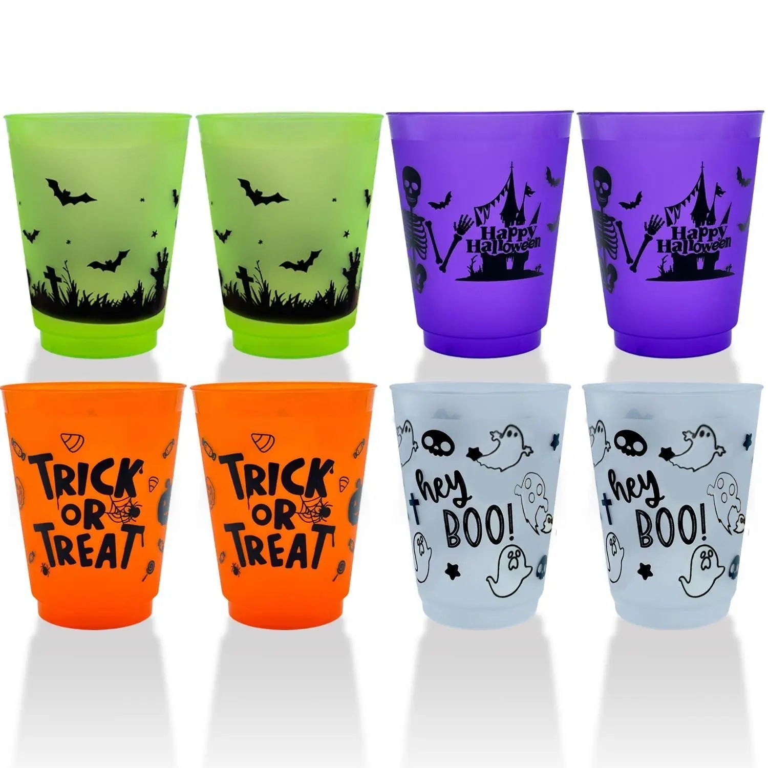 Halloween cups A Pack Of 8 Halloween Plastic Cups With Patterns. 