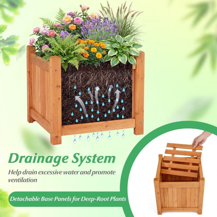 3-in-1 Outdoor Planter Box with Bench 2-Person Outdoor Bench with 2 Side Garden Beds