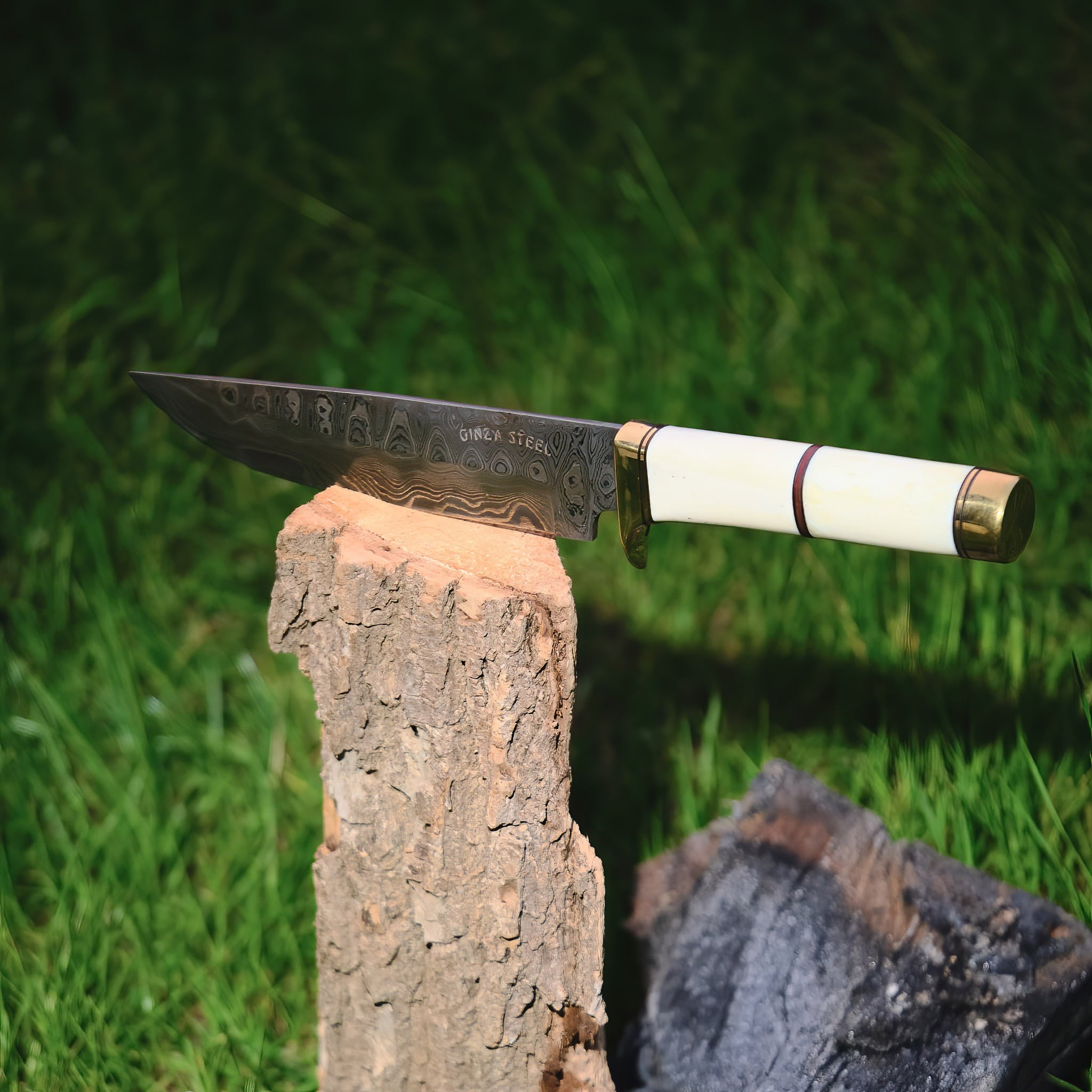 Haruto Bowie Knife - Camel Bone Handle 7.5 inch with Original leather Sheath 