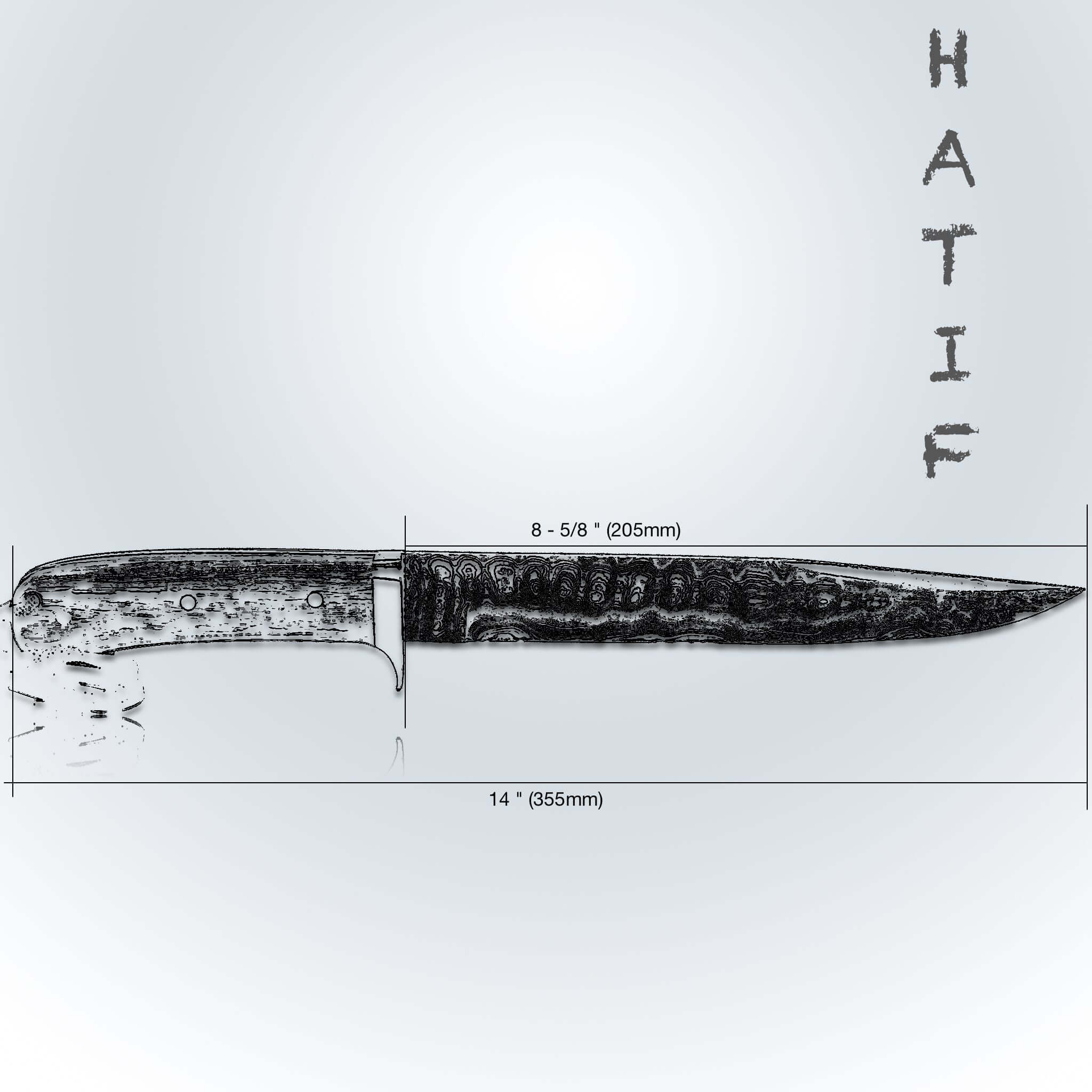 HATIF Bowie Knife 8 inch blade with Original leather Sheath 