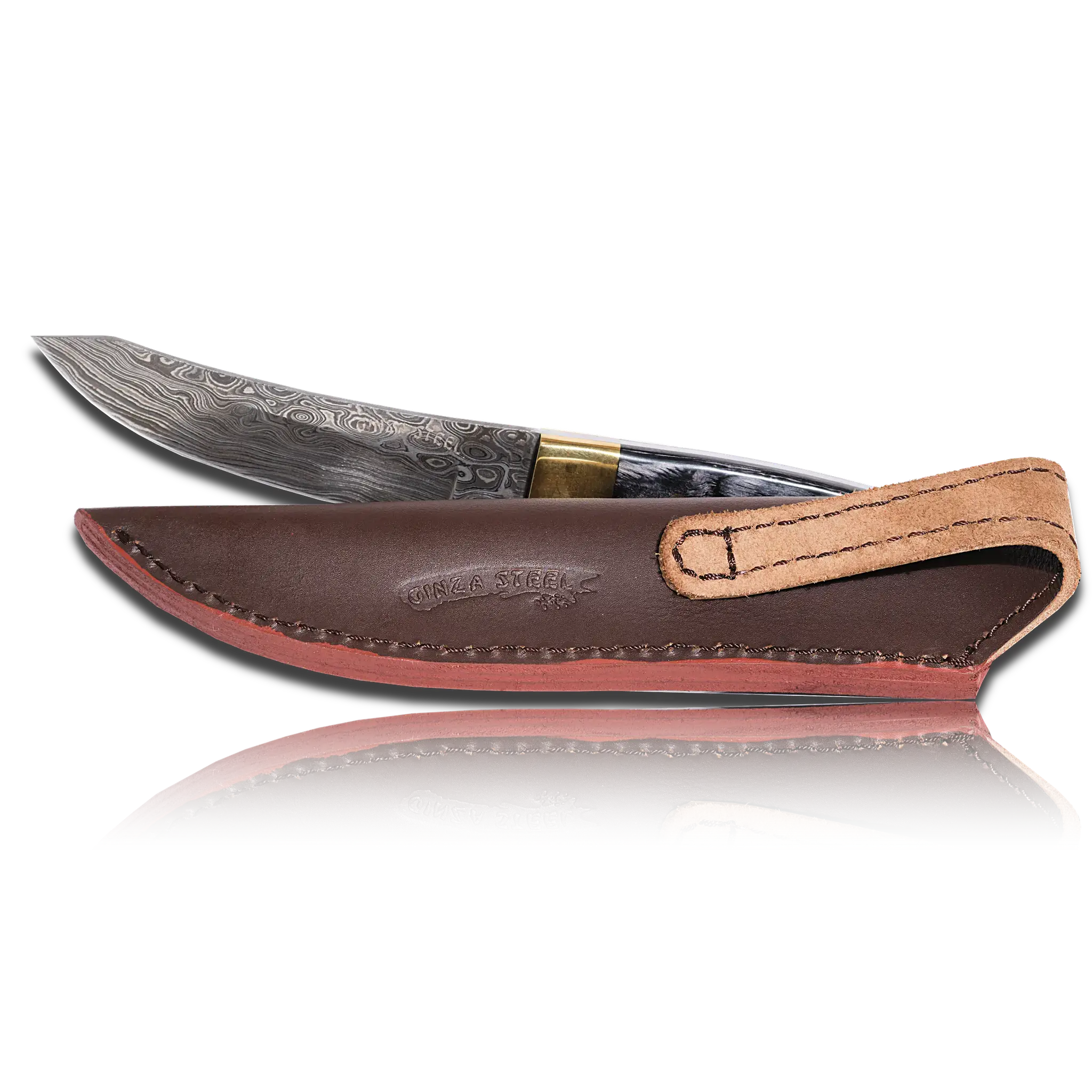 Hatif Hunter Special - Damascus Steel Skinner Knife 5 inch with Leather Sheath 