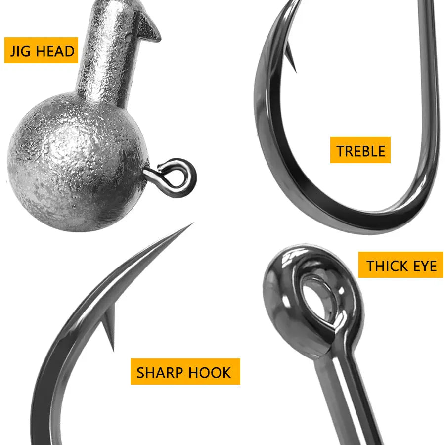 JYJ Crank Jig Head Hooks for Fishing - Available in 1g to 28g, Ideal for Soft Worms and Hard Bait