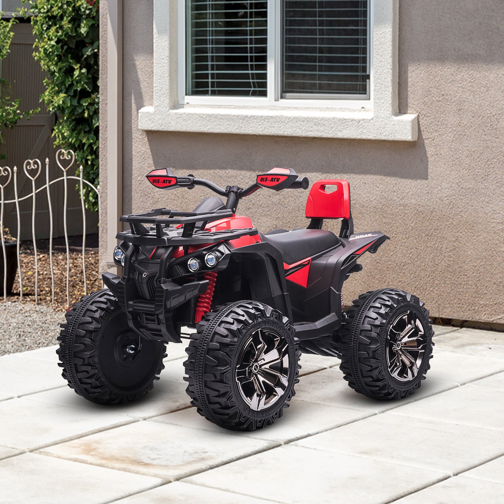 Aosom 12V Kids 4-Wheeler ATV: MP3, Headlights, Battery Powered, Red 