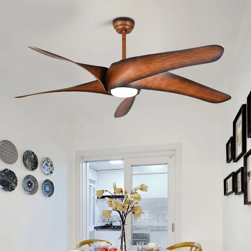 60-Inch Ceiling Fan with Lights – Brown Blades, Remote Control, LED Light, Ventilador de Techo, DC Motor for Bedroom