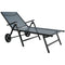 Outdoor Lounge Chair, 5-Level Adjustable Folding Chaise Chair with 2 Wheels for Backyard, Beach, Poolside, Grey