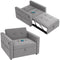 Convertible Chair Bed, Pull Out Sleeper Chair with USB, Adjustable Backrest, Small Velvet Futon Sofa Bed, Grey