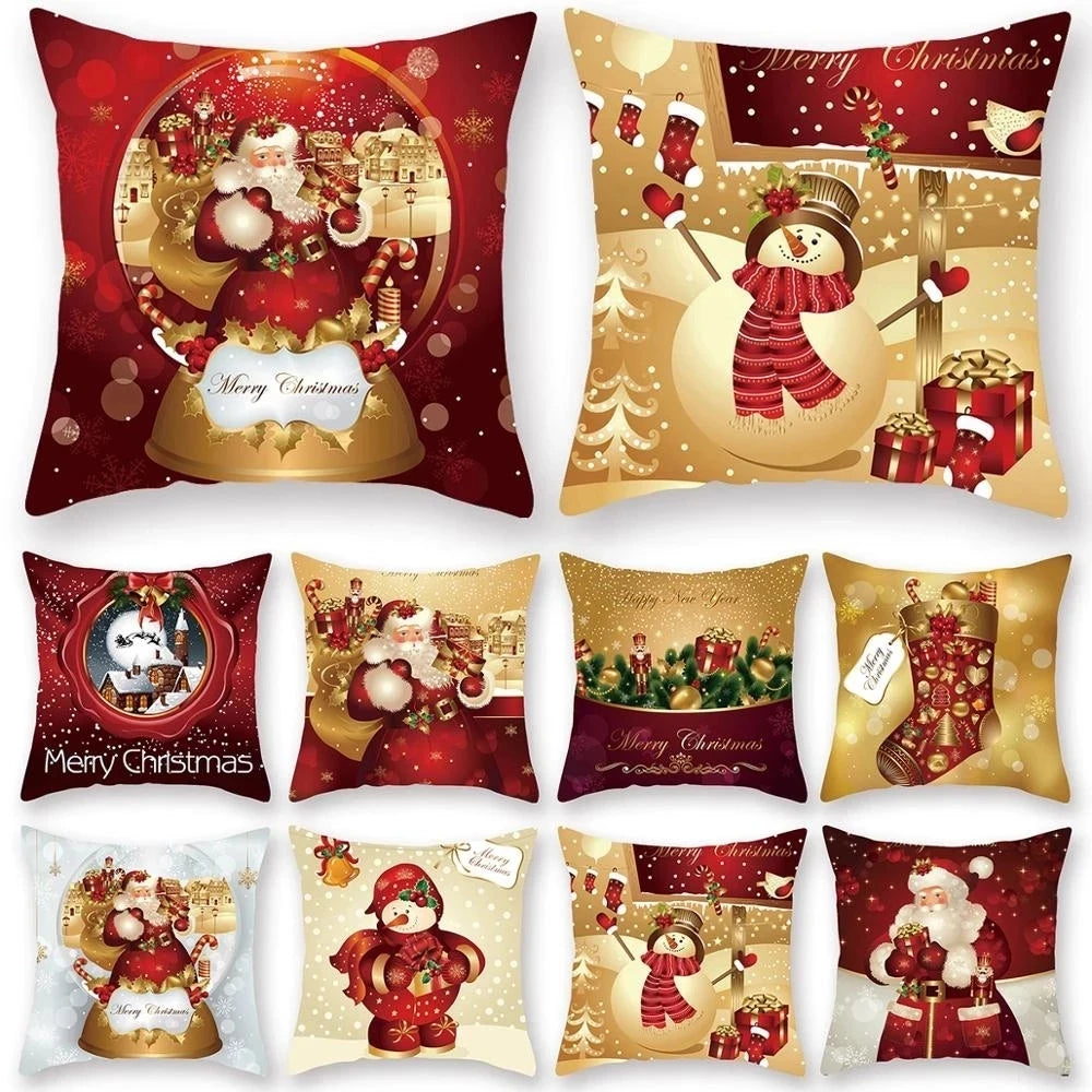 45cm Christmas Cushion Cover Merry Christmas Decor For Home 2024 Christmas Ornaments Navidad Noel Xmas Gifts Happy New Year 2025 