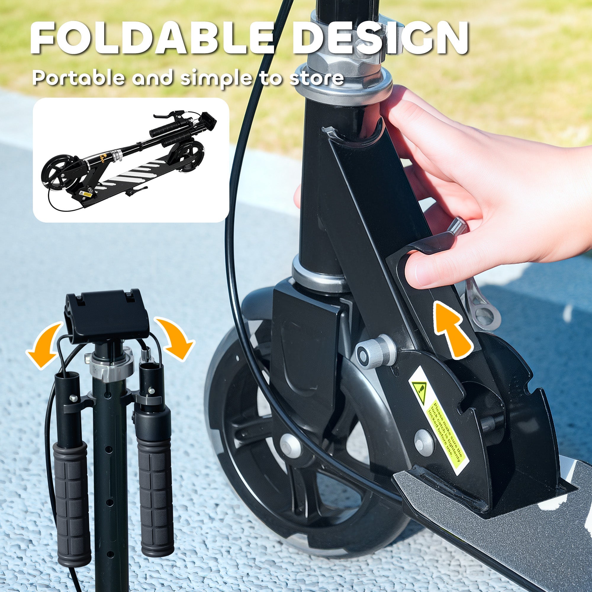 Qaba Scooter for Kids Ages 3-8 with Light Up Wheels, Adjustable Handlebar, Rear Brake & Handbrake for Girls and Boys, Black 