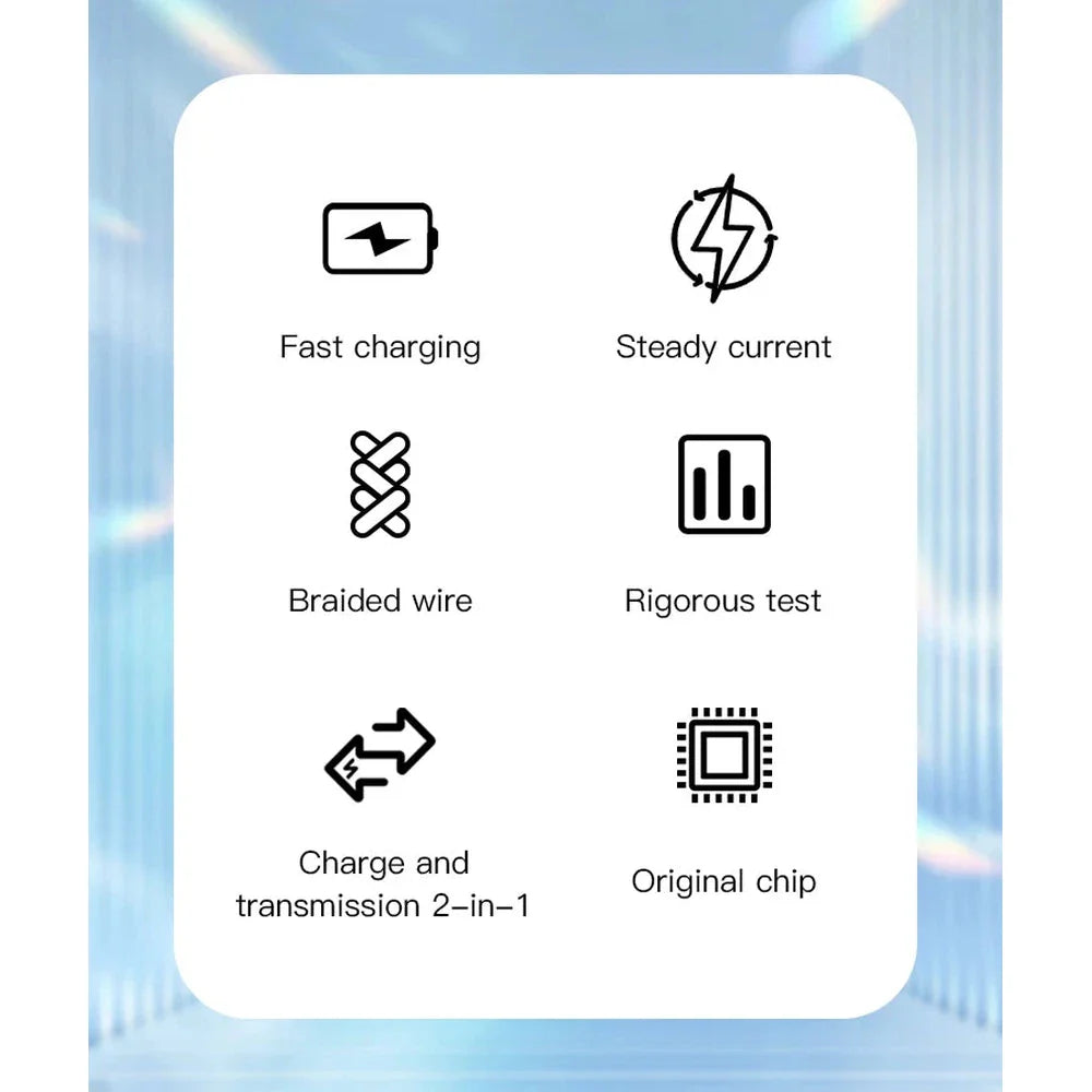 Câble tressé Lightning à USB PD20W 5V/2.4A à charge rapide de qualité supérieur