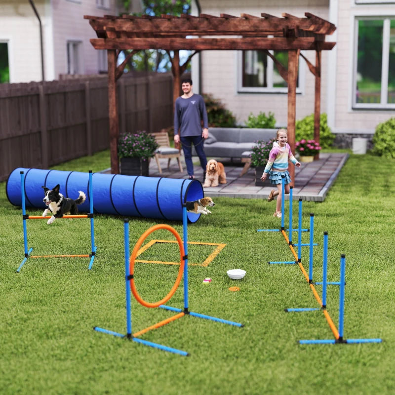 Dog Agility Training Equipment, 8PCS Dog Obstacle Course Starter Kit with Carrying Bag
