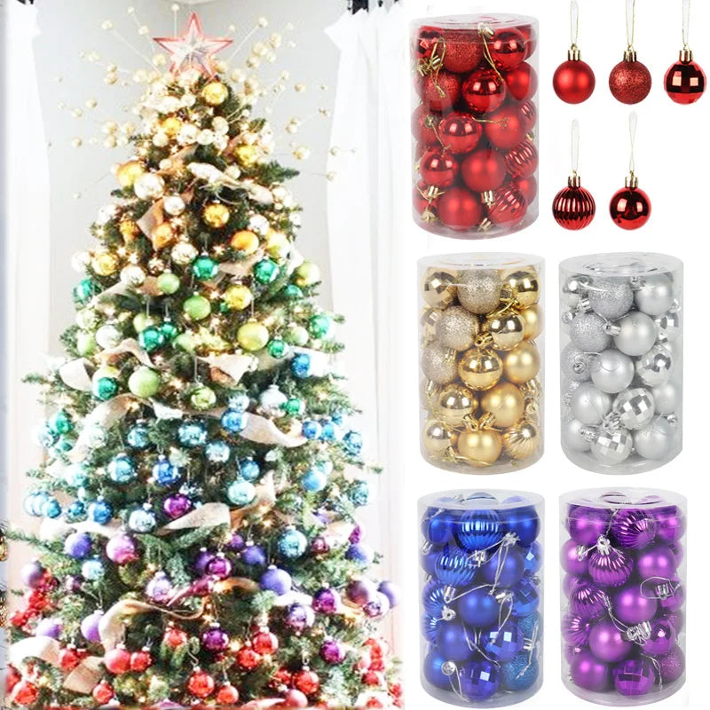 Assorted Color Christmas Balls Christmas Tree Ornaments Ball Bauble Xmas Party Hanging Pendants Home Decor 2025 New Year Bolas