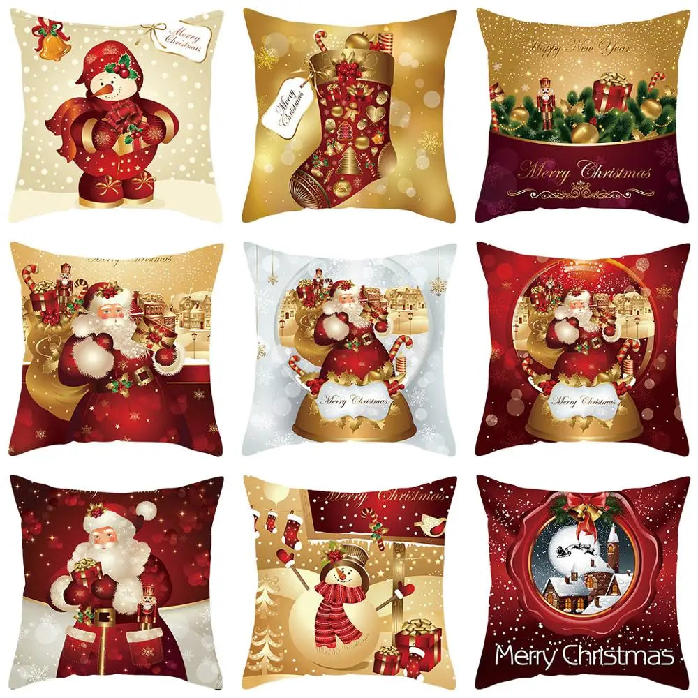 45cm Christmas Cushion Cover Merry Christmas Decor For Home 2024 Christmas Ornaments Navidad Noel Xmas Gifts Happy New Year 2025 