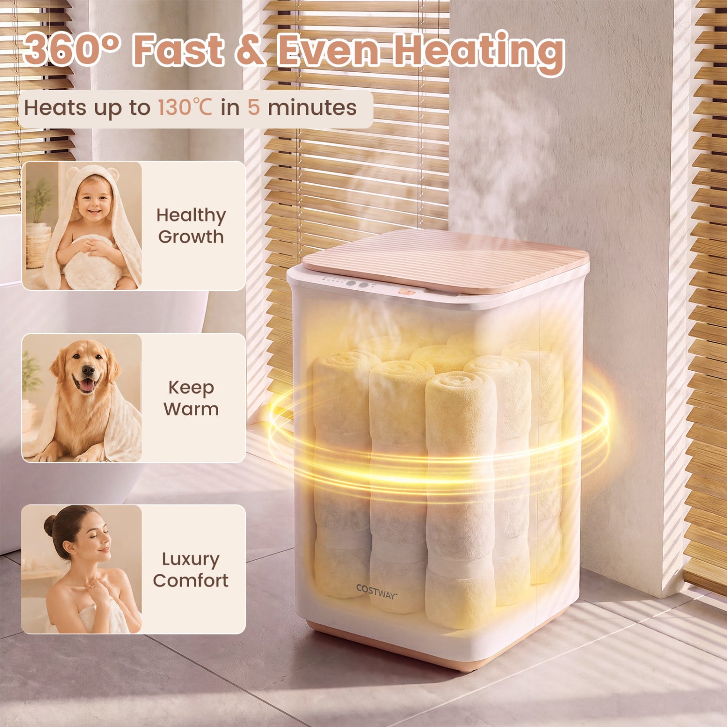 Heated Towel Warmer with 4 Heat Timer and Auto Shut-Off for Oversized Towels