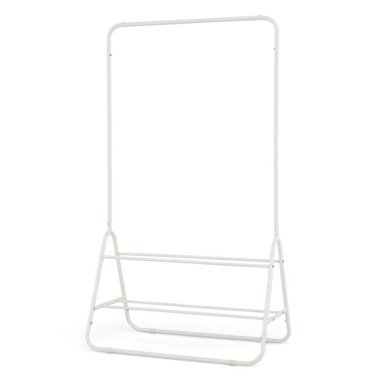 Heavy Duty Clothes Rack with Hanging Rod and Storage Shelves-White