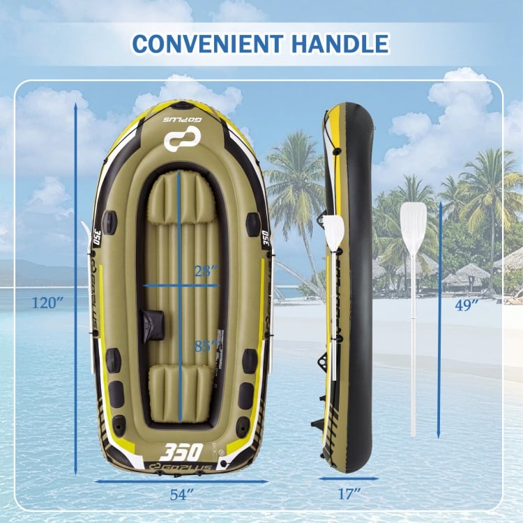 Heavy-Duty Inflatable Boat 4-Person Fishing Raft Set