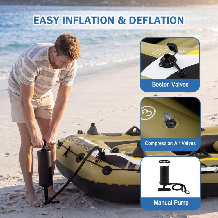 Heavy-Duty Inflatable Boat 4-Person Fishing Raft Set