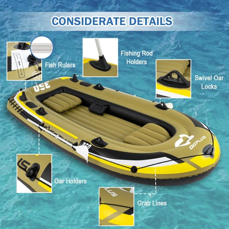 Heavy-Duty Inflatable Boat 4-Person Fishing Raft Set