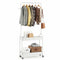 Heavy-Duty Laundry Cart with Hanging Rod and 2 Storage Baskets for Bedroom-White