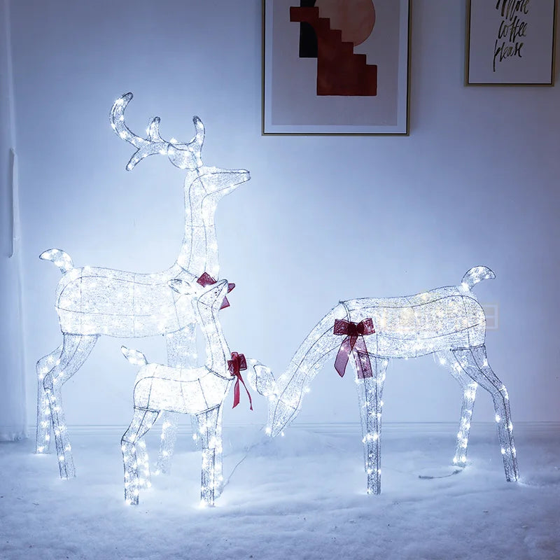 2021 Christmas deer cart luminous golden Christmas deer decoration ornaments scene layout hotel shopping mall large-scale dress