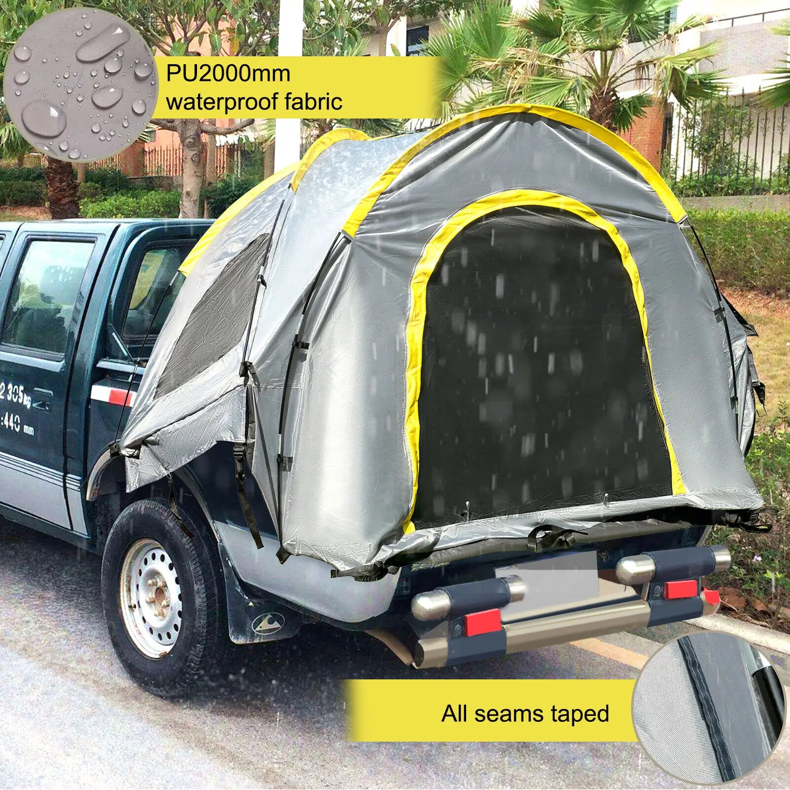 VEVOR 5-8 FT Waterproof Truck Tent – Bed Tent for Full/Mid-Size Trucks, 2-Person Sleeping Capacity, Ideal for Camping and Hiking