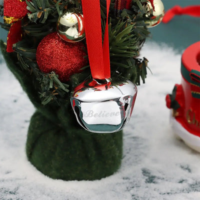 15 inch Christmas Jingle Bell Ornament Sleigh Bells Polar Express Bell Printed Believe Joy Bells for Craft Christmas Tree Decor 