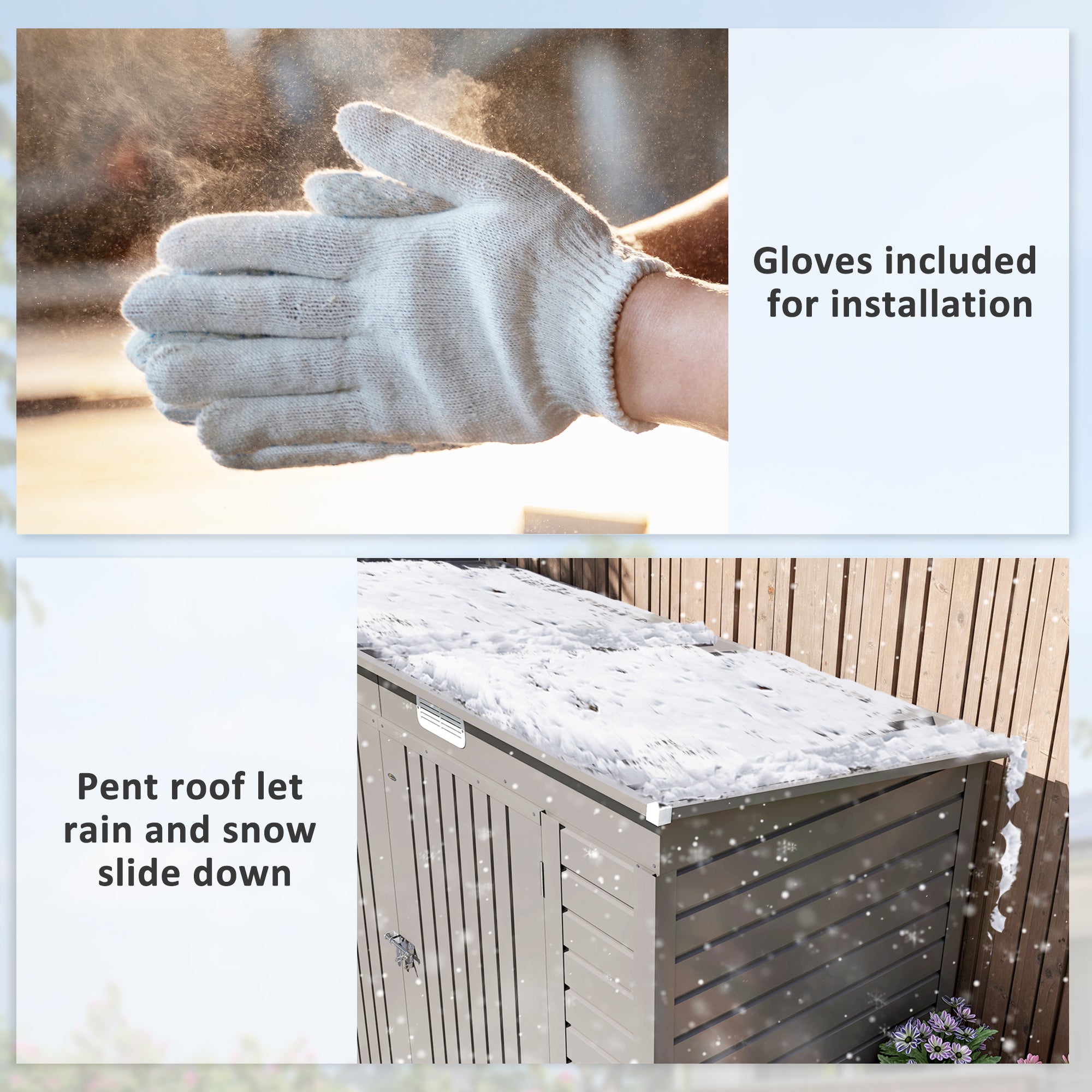 Outsunny 8 x 4FT Galvanized Garden Storage Shed, Metal Outdoor Shed with Double Doors and 2 Vents, Light Grey 