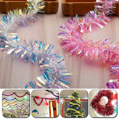 2M Christmas Decoration Bar Tops Ribbon Garland Christmas Tree Ornaments White Dark Green Cane Tinsel Xmas Party Supplies 