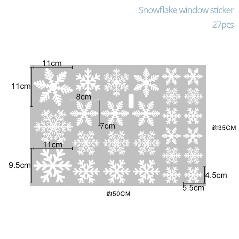 27pcs White Snowflake Window Decals Stickers Christmas New Year Winter Room Wall Stickers Merry Christmas Decorations for home