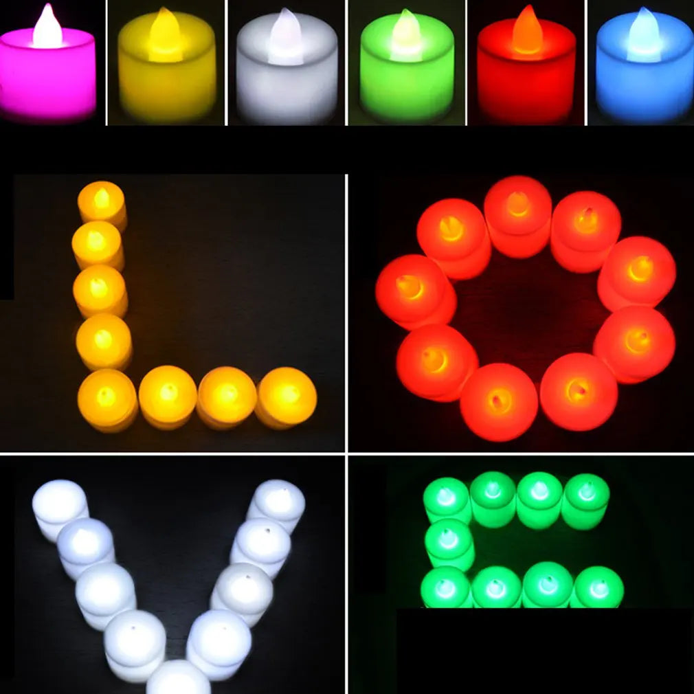 24Pcs Reusable Battery Powered LED Flameless Candle Light Romantic Colorful Wedding Birthday Party Courtship Light Lamp