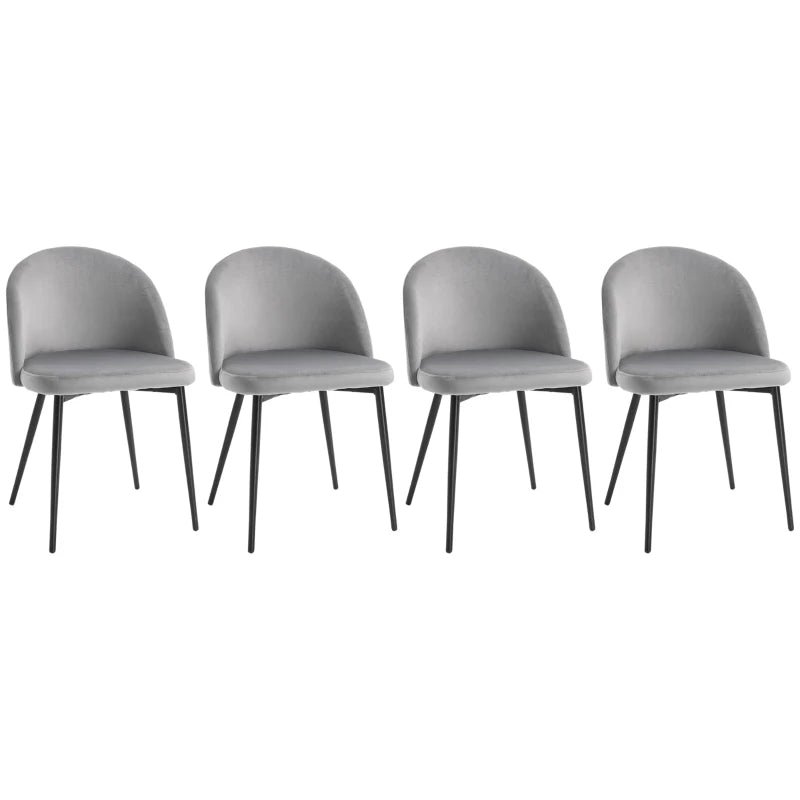 Modern Dining Chairs, Mid-Back Velvet-touch Upholstery Side Chair, Table Chair for Living Room, Dining Room, Grey, Set of 4