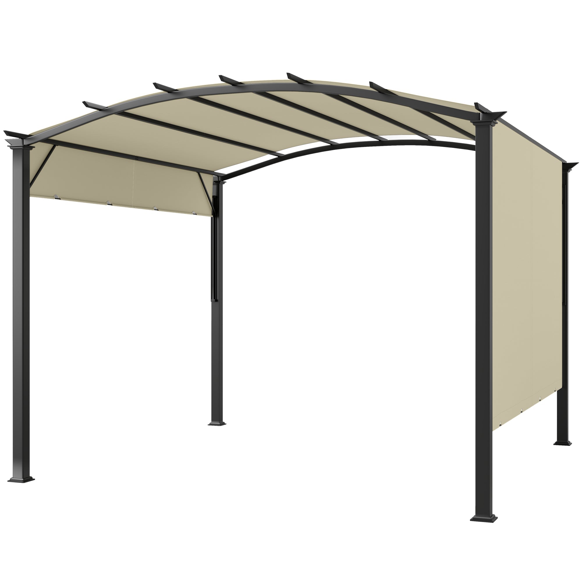 Outsunny 11' x 11' Retractable Pergola Canopy for Patio, Backyard, Beige 