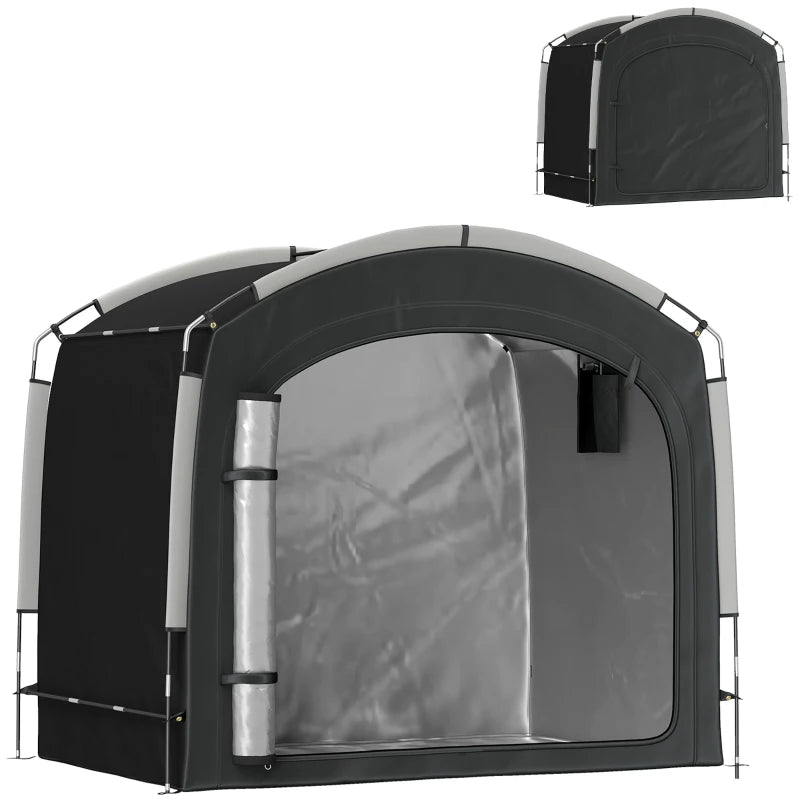 Bike Storage Shed Tent, Portable and Waterproof with 210D Oxford Fabric and Carry Bag for 3-4 Bicycles, Black
