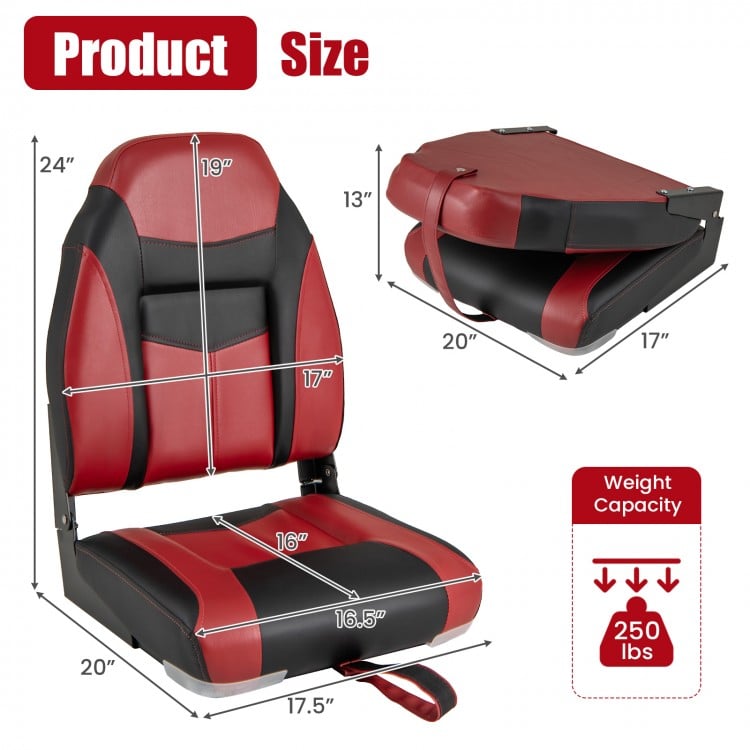 High Back Folding Boat Seats with Sponge Cushions and Flexible Hinges