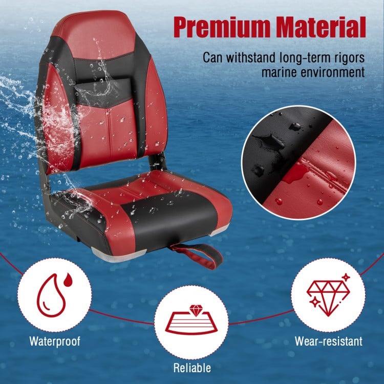 High Back Folding Boat Seats with Sponge Cushions and Flexible Hinges