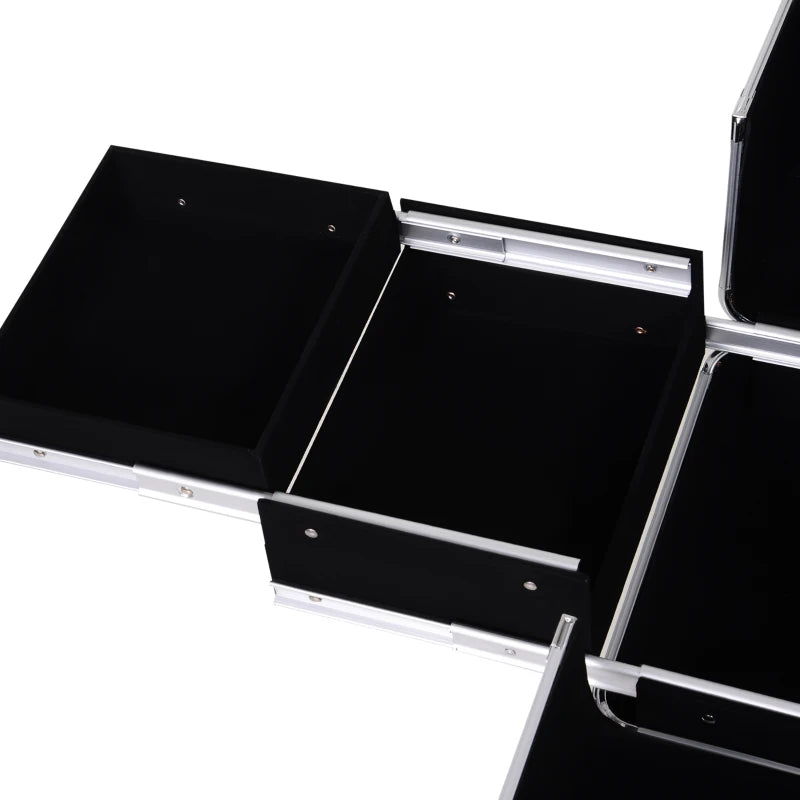 Portable Aluminum Makeup Train Cases, Rolling Makeup Case, Salon Beauty Cosmetic Jewelry Organizer Trolley with 4 Wheels, Pink