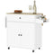 Rolling Kitchen Island with Drop Leaf, Kitchen Storage Cart with Drawer, Spice Rack and Towel Rack, White