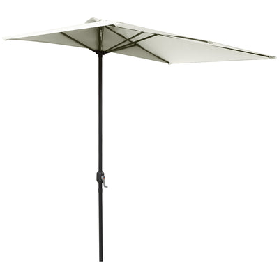 Outsunny 8ft Half Round Umbrella, Outdoor Balcony Parasol Patio Garden Outdoor Window Sun Shade w/ 5 Ribs Beige 
