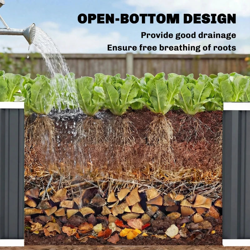 Galvanized Raised Garden Bed, Deep Rot Planter Box, Outdoor Garden Bed with Plant Labels, 7' x 2' x 2', Dark Grey