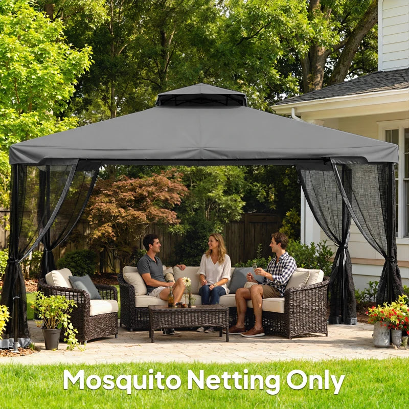 Replacement Mosquito Netting for Gazebo 13' x 13' Black Screen Walls for Canopy with Zippers, Dark Grey