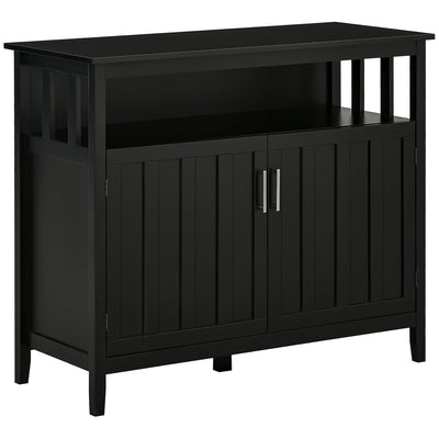 HOMCOM Black Storage Buffet Server: Sideboard Bar Cabinet Cupboard Console Table with 2 Doors and Adjustable Shelves 