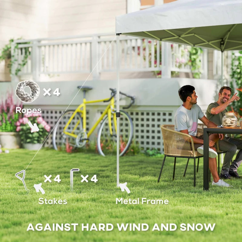 Pop Up Canopy Waterproof Canopy Tent with Carrying Bag for Parties Garden BBQs 9.8' x 9.8' White