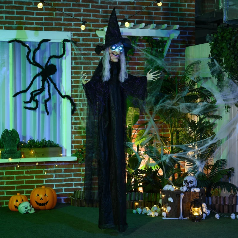 HOMCOM 6.4' Life-Size Winged Grim Reaper – Animated Halloween Decoration, Light-Up Eyes 