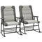 Folding Rocking Chair Set of 2 Padded Rockers with Armrest, Light Grey