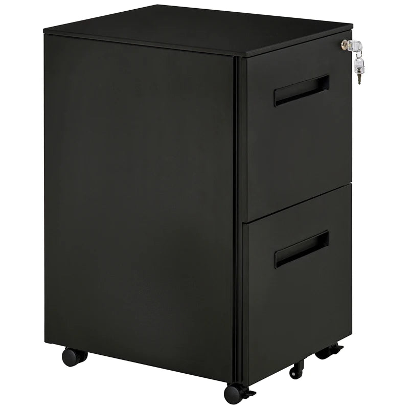 File Cabinet, Vertical Filing Cabinet with Adjustable Partition for A4 Letter Size, Lockable for Office, Black