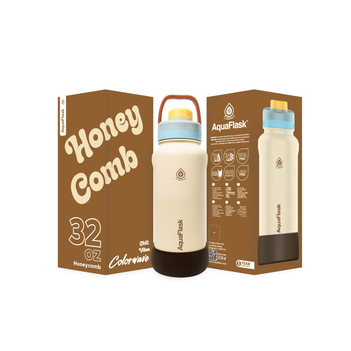 Aqua Flask Colorwave 32oz – Stainless Steel, Vacuum Insulated, Hot & Cold, Leak Proof, Travel & Office Bottle 